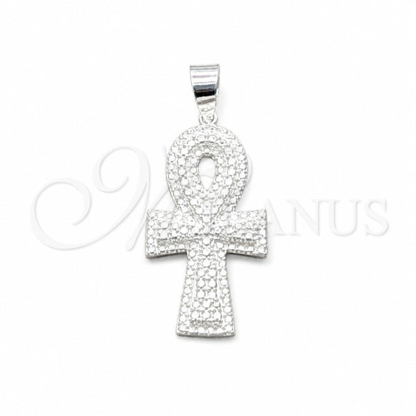 Sterling Silver Fancy Pendant, Cross Design, Polished, Silver Finish, 05.392.0122