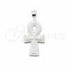 Sterling Silver Fancy Pendant, Cross Design, Polished, Silver Finish, 05.392.0122