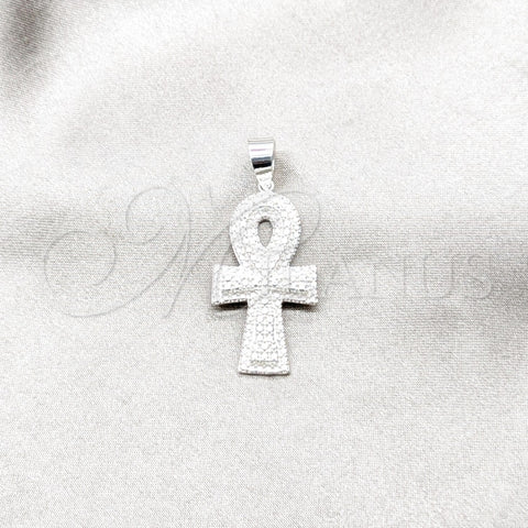 Sterling Silver Fancy Pendant, Cross Design, Polished, Silver Finish, 05.392.0122