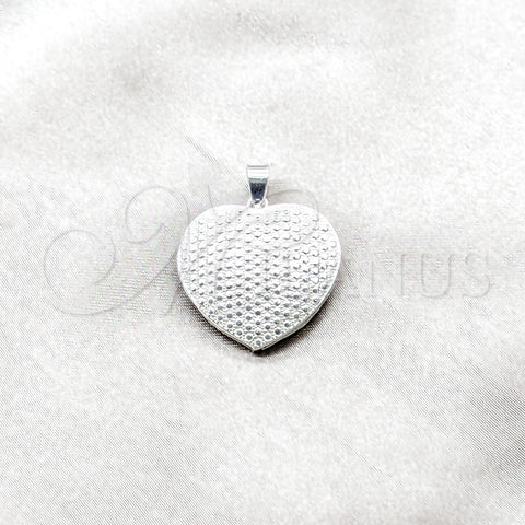 Sterling Silver Fancy Pendant, Heart Design, Polished, Silver Finish, 05.392.0123