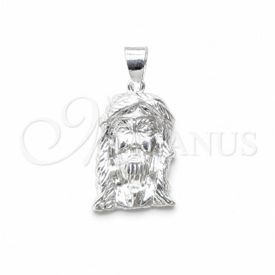 Sterling Silver Religious Pendant, Jesus Design, Polished, Silver Finish, 05.392.0126 for wholesale, main product view