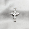 Sterling Silver Religious Pendant, Cross Design, Polished, Silver Finish, 05.392.0127