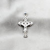 Sterling Silver Religious Pendant, Cross Design, Polished, Silver Finish, 05.392.0127