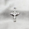 Sterling Silver Religious Pendant, Cross Design, Polished, Silver Finish, 05.392.0127