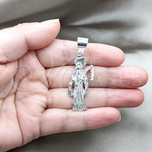 Sterling Silver Pendant — Religious Pendant Santa Muerte Design Polished 05. — alternate product view — SKU 159249 | Plata 925 dije — Religious Pendant Santa Muerte diseño pulido 05. — SKU 159249