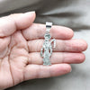 Sterling Silver Religious Pendant, Santa Muerte Design, Polished, Silver Finish, 05.392.0128