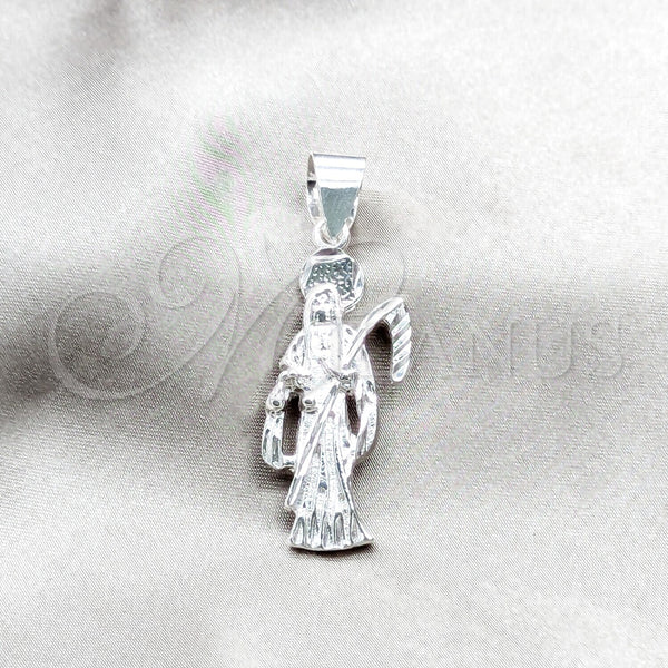 Sterling Silver Pendant — Religious Pendant Santa Muerte Design Polished 05. — main product view — SKU 159249 | Plata 925 dije — Religious Pendant Santa Muerte diseño pulido 05. — SKU 159249