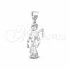 Sterling Silver Religious Pendant, Santa Muerte Design, Polished, Silver Finish, 05.392.0128