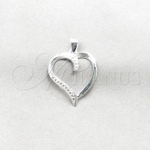 Sterling Silver Fancy Pendant, Heart Design, Polished, Silver Finish, 05.392.0131