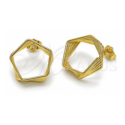 Oro Laminado Stud Earring, Gold Filled Style Polished, Golden Finish, 02.213.0805