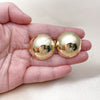 Oro Laminado Stud Earring, Gold Filled Style Ball and Hollow Design, Polished, Golden Finish, 02.213.0807