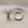 Oro Laminado Huggie Hoop, Gold Filled Style Evil Eye Design, with White Cubic Zirconia, Blue Enamel Finish, Golden Finish, 02.213.0620.2.15