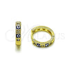 Oro Laminado Huggie Hoop, Gold Filled Style Evil Eye Design, with White Cubic Zirconia, Blue Enamel Finish, Golden Finish, 02.213.0620.2.15