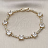 Oro Laminado Fancy Bracelet, Gold Filled Style with White Cubic Zirconia, Polished, Golden Finish, 03.283.0311.3.07