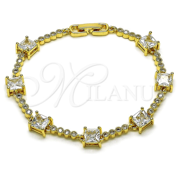Oro Laminado Fancy Bracelet, Gold Filled Style with White Cubic Zirconia, Polished, Golden Finish, 03.283.0311.3.07