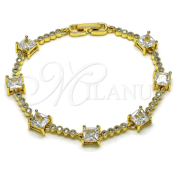 Oro Laminado Fancy Bracelet, Gold Filled Style with White Cubic Zirconia, Polished, Golden Finish, 03.283.0311.3.07 (Thickness, 7 Inches Length)