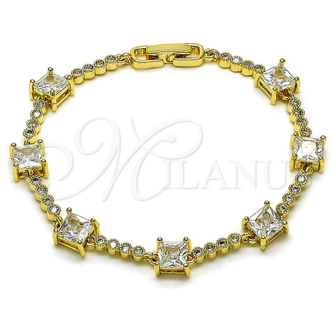 Oro Laminado Fancy Bracelet, Gold Filled Style with White Cubic Zirconia, Polished, Golden Finish, 03.283.0311.3.07 (Thickness, 7 Inches Length)