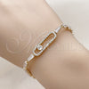 Gold Filled Bracelet — Tennis Bracelet Paperclip and Baguette Design with White — alternate product view — SKU 159261 | Oro Laminado brazalete — Tennis Bracelet Paperclip and Baguette diseño with blanco — SKU 159261