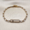 Gold Filled Bracelet — Tennis Bracelet Paperclip and Baguette Design with White — alternate product view — SKU 159261 | Oro Laminado brazalete — Tennis Bracelet Paperclip and Baguette diseño with blanco — SKU 159261