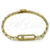 Gold Filled Bracelet — Tennis Bracelet Paperclip and Baguette Design with White — alternate product view — SKU 159261 | Oro Laminado brazalete — Tennis Bracelet Paperclip and Baguette diseño with blanco — SKU 159261