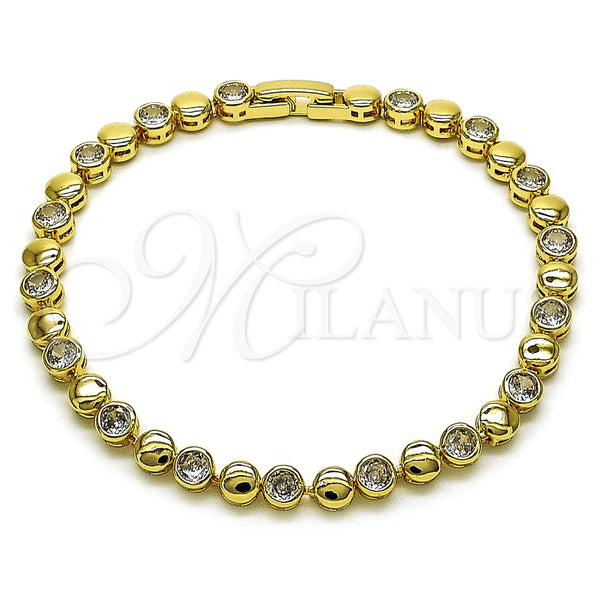 Oro Laminado Tennis Bracelet, Gold Filled Style with White Cubic Zirconia, Polished, Golden Finish, 03.283.0454.07