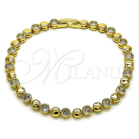 Oro Laminado Tennis Bracelet, Gold Filled Style with White Cubic Zirconia, Polished, Golden Finish, 03.283.0454.07