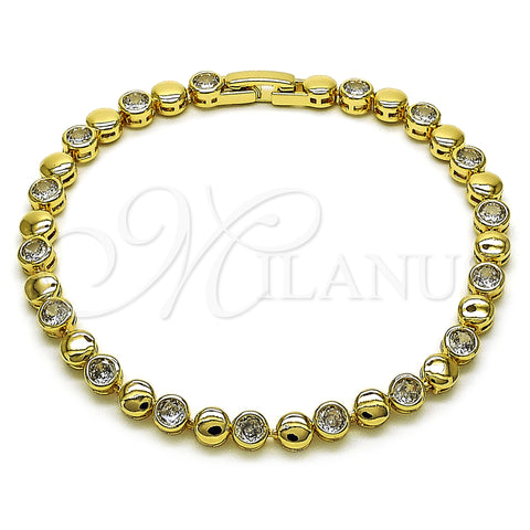 Oro Laminado Tennis Bracelet, Gold Filled Style with White Cubic Zirconia, Polished, Golden Finish, 03.283.0454.07 (05 MM Thickness, 8 Inches Length)