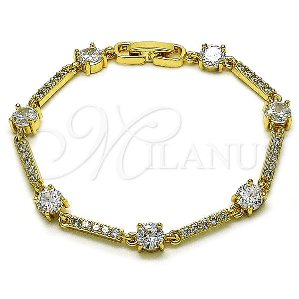 Oro Laminado Tennis Bracelet, Gold Filled Style with White Cubic Zirconia, Polished, Golden Finish, 03.283.0455.07