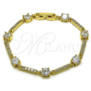 Oro Laminado Tennis Bracelet, Gold Filled Style with White Cubic Zirconia, Polished, Golden Finish, 03.283.0455.07 (06 MM Thickness, 7 Inches Length)