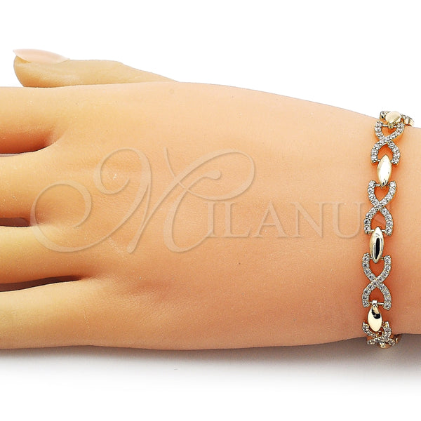 Gold Filled Bracelet — Tennis Bracelet Infinite and Hugs and Kisses Design — alternate product view — SKU 159267 | Oro Laminado brazalete — Tennis Bracelet Infinite and Hugs and Kisses diseño — SKU 159267