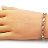 Oro Laminado Tennis Bracelet, Gold Filled Style Infinite and Hugs and Kisses Design, with White Cubic Zirconia, Polished, Golden Finish, 03.283.0458.07 (07 MM Thickness, 7 Inches Length)