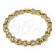 Oro Laminado Tennis Bracelet, Gold Filled Style Infinite and Hugs and Kisses Design, with White Cubic Zirconia, Polished, Golden Finish, 03.283.0458.07 (07 MM Thickness, 7 Inches Length)