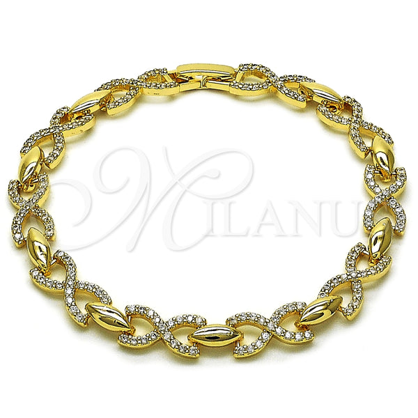 Gold Filled Bracelet — Tennis Bracelet Infinite and Hugs and Kisses Design — main product view — SKU 159267 | Oro Laminado brazalete — Tennis Bracelet Infinite and Hugs and Kisses diseño — SKU 159267