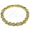 Oro Laminado Tennis Bracelet, Gold Filled Style Infinite and Hugs and Kisses Design, with White Cubic Zirconia, Polished, Golden Finish, 03.283.0458.07 (07 MM Thickness, 7 Inches Length)