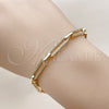 Oro Laminado Tennis Bracelet, Gold Filled Style Paperclip Design, with White Micro Pave, Polished, Golden Finish, 03.283.0460.07