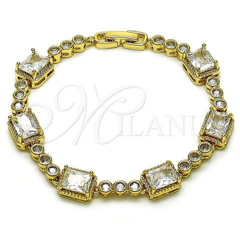 Oro Laminado Tennis Bracelet, Gold Filled Style with White Cubic Zirconia, Polished, Golden Finish, 03.283.0461.07
