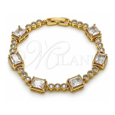 Oro Laminado Tennis Bracelet, Gold Filled Style with White Cubic Zirconia, Polished, Golden Finish, 03.283.0461.07 (09 MM Thickness, 7 Inches Length)