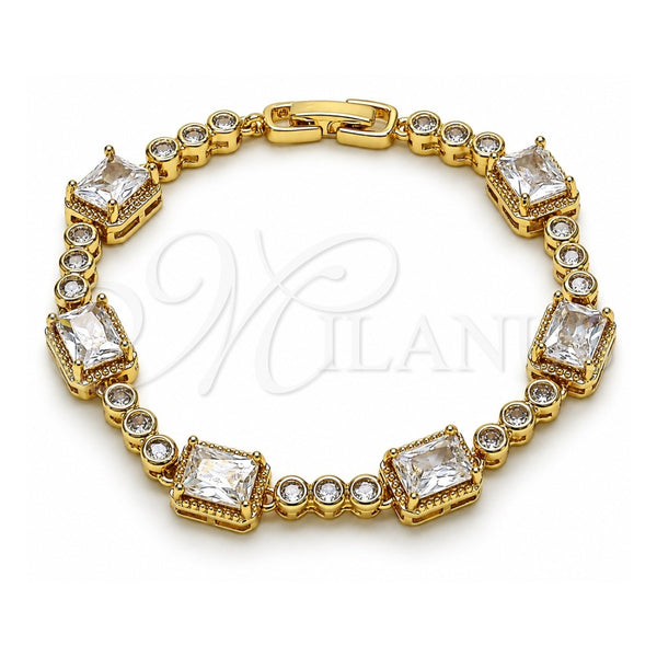Oro Laminado Tennis Bracelet, Gold Filled Style with White Cubic Zirconia, Polished, Golden Finish, 03.283.0461.07 (09 MM Thickness, 7 Inches Length)