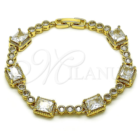 Oro Laminado Tennis Bracelet, Gold Filled Style with White Cubic Zirconia, Polished, Golden Finish, 03.283.0461.07 (09 MM Thickness, 7 Inches Length)