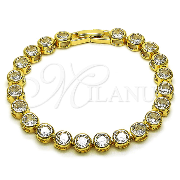 Oro Laminado Tennis Bracelet, Gold Filled Style with White Cubic Zirconia, Polished, Golden Finish, 03.283.0462.07 (07 MM Thickness, 7 Inches Length)