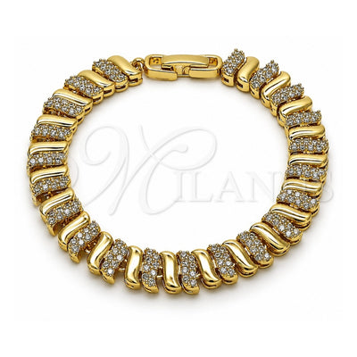 Oro Laminado Tennis Bracelet, Gold Filled Style with White Cubic Zirconia, Polished, Golden Finish, 03.283.0463.07 (08 MM Thickness, 7 Inches Length)