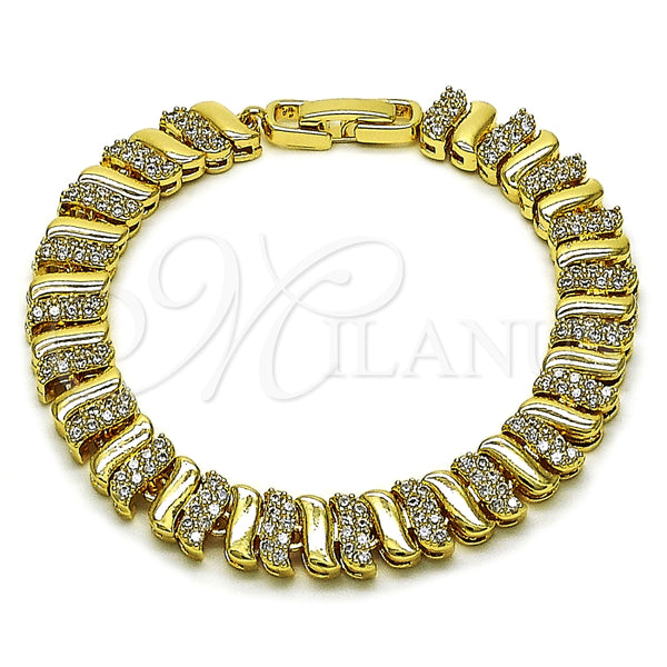 Gold Filled Bracelet — Tennis Bracelet with White Cubic Zirconia Polished 03. — main product view — SKU 159273 | Oro Laminado brazalete — Tennis Bracelet with blanco Cubic Zirconia pulido 03. — SKU 159273