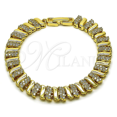 Oro Laminado Tennis Bracelet, Gold Filled Style with White Cubic Zirconia, Polished, Golden Finish, 03.283.0463.07 (08 MM Thickness, 7 Inches Length)