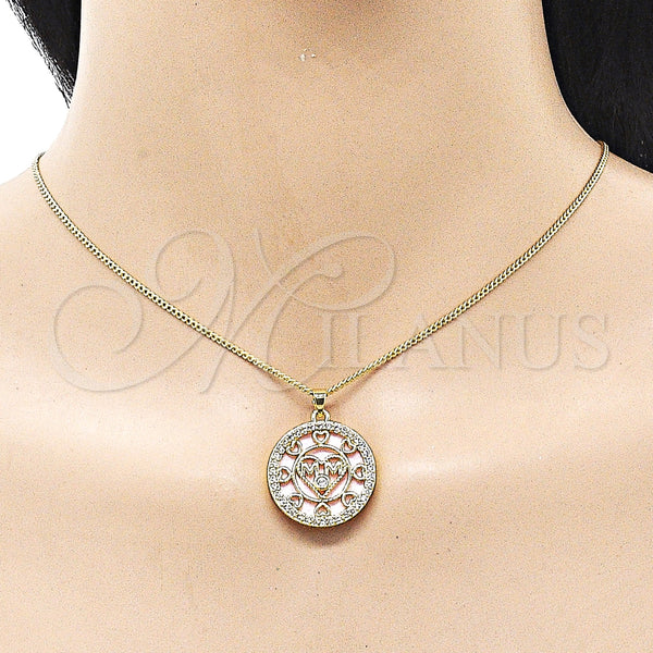 Gold Filled Necklace — Pendant Necklace Mom and Heart Design with Pink — alternate product view — SKU 159275 | Oro Laminado collar — Pendant Necklace Mom and corazón diseño with Pink — SKU 159275