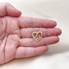 Oro Laminado Fancy Pendant, Gold Filled Style Heart and Mom Design, with White Cubic Zirconia, Polished, Golden Finish, 05.423.0002