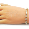 Oro Laminado Tennis Bracelet, Gold Filled Style Heart Design, with White Cubic Zirconia, Polished, Golden Finish, 03.213.0323.07 (05 MM Thickness, 8 Inches Length)