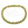 Oro Laminado Tennis Bracelet, Gold Filled Style Heart Design, with White Cubic Zirconia, Polished, Golden Finish, 03.213.0323.07 (05 MM Thickness, 8 Inches Length)
