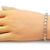 Oro Laminado Tennis Bracelet, Gold Filled Style Baguette Design, with White Cubic Zirconia, Polished, Golden Finish, 03.213.0325.07