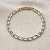 Oro Laminado Tennis Bracelet, Gold Filled Style Baguette Design, with White Cubic Zirconia, Polished, Golden Finish, 03.213.0325.07