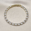 Oro Laminado Tennis Bracelet, Gold Filled Style Baguette Design, with White Cubic Zirconia, Polished, Golden Finish, 03.213.0325.07 (04 MM Thickness, 7 Inches Length)